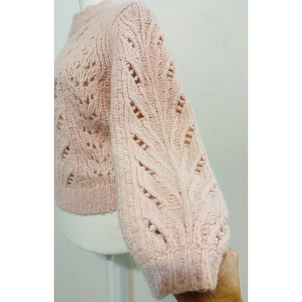 J. Crew Point Sur Pointelle Size XS Alpaca Wool Knit Sweater Quiet Luxury